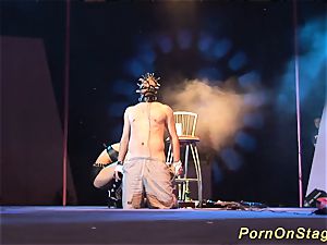 nasty fetish syringe demonstrate on stage