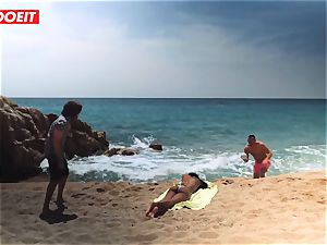 LETSDOEIT - super-hot black nubile smashed rock-hard At The Beach